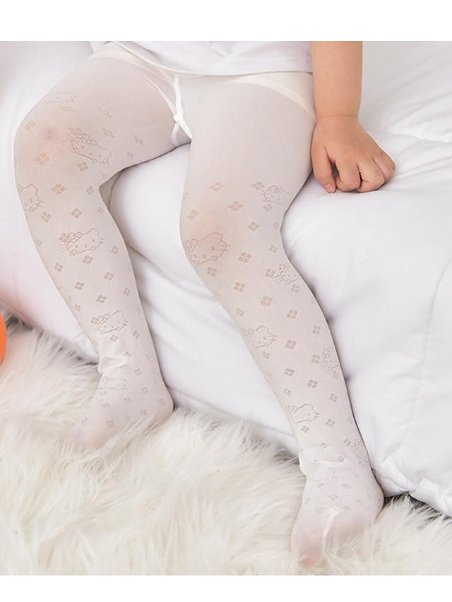Kids Girls' Basic White Solid Colored Print Leggings White 8123058 2020