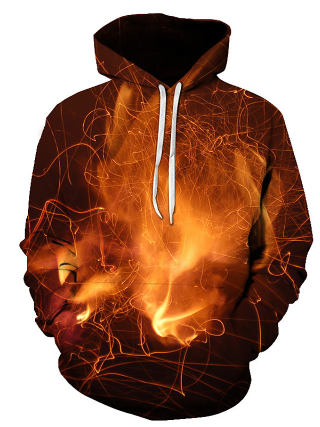 3d fire flame hoodie red smoke graphic printed pullover hoodies fashion ...