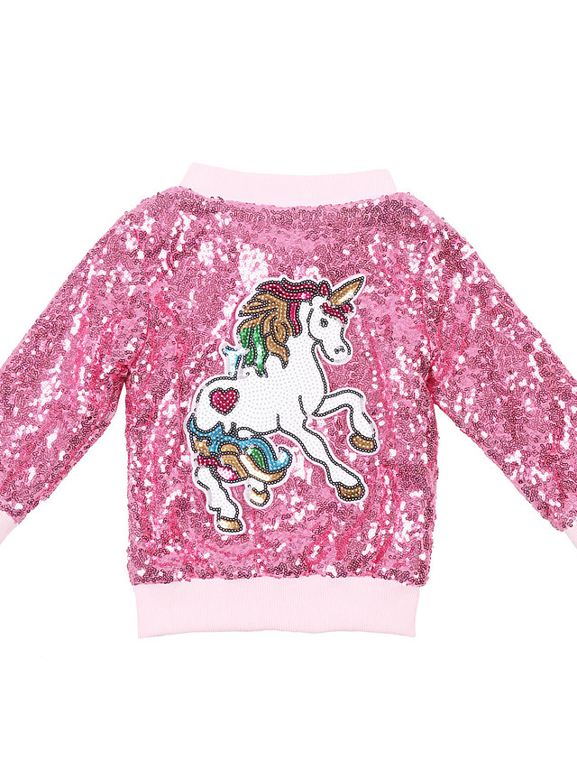 girl sequin jacket kids zipper bomber jacket coat long sleeve casual ...