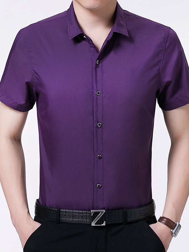 men's bamboo fiber dress shirts slim fit short sleeve casual button ...