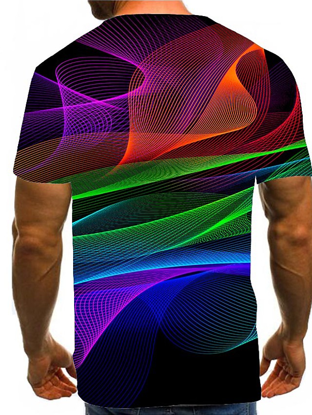 Men's 3D Graphic T-shirt Print Short Sleeve Daily Tops Streetwear Round ...