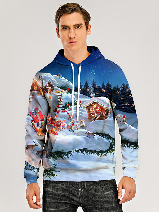 Men/'s Daily Pullover Hoodie Sweatshirt 3D Graphic Hooded Basic Hoodies Sweatshirts Long Sleeve Blue Purple Red