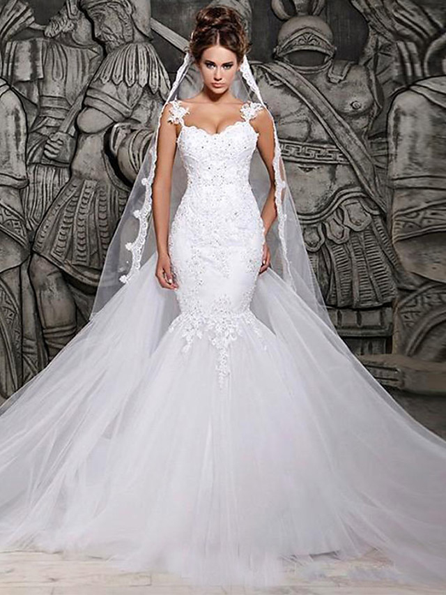 strapless trumpet wedding dress