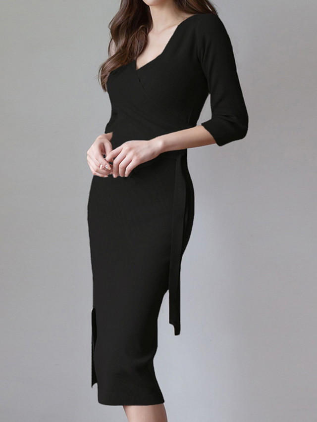 midi black sheath dress