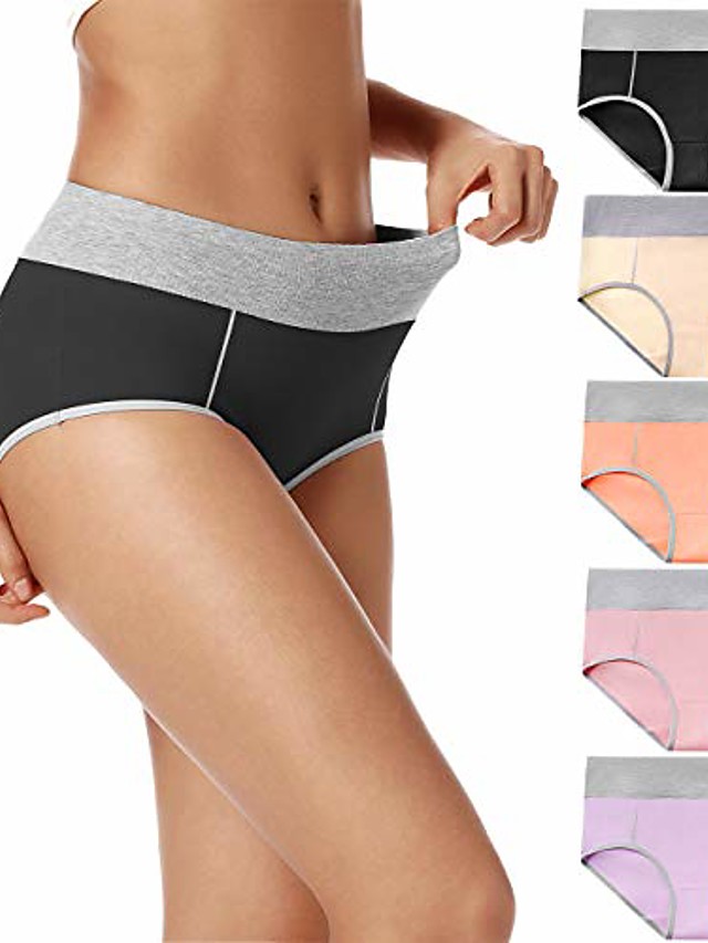 Womens Underwear 3 Pack Ladies High Waisted Solid Color Lace Hipster Panties Casual Briefs Plus Size