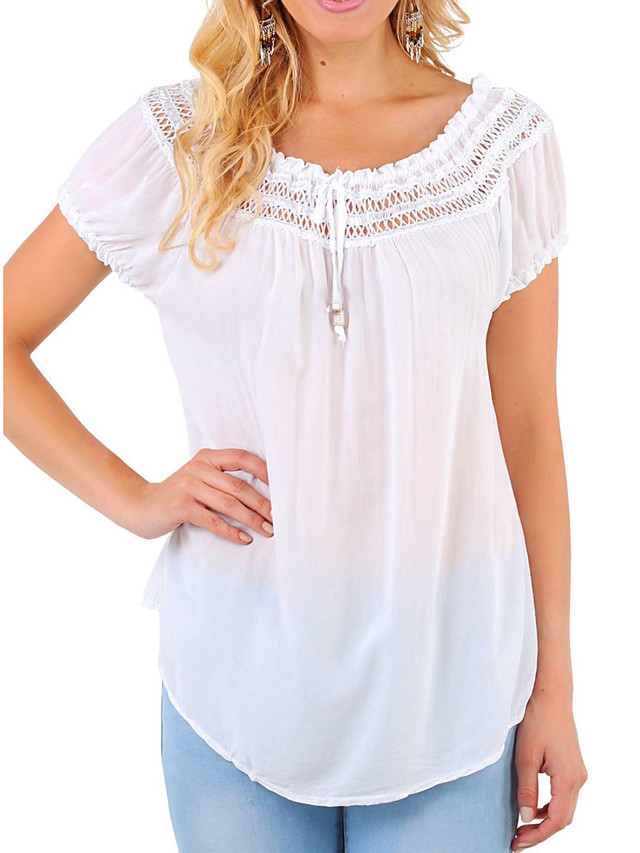 feminino 6888-wht-lxl: blusa cigana folgada com a parte superior branca ...