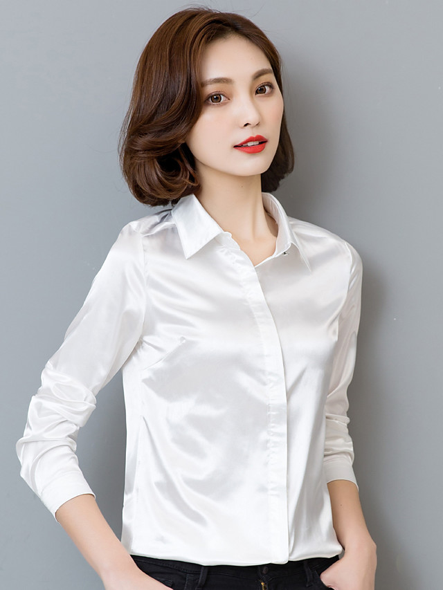 button down satin blouse