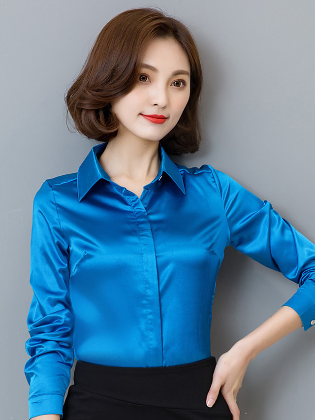 button down satin blouse