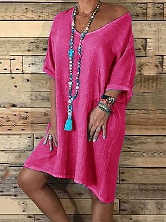 Femme Grande taille Robe Robe Trapèze Robe courte courte Demi Manches