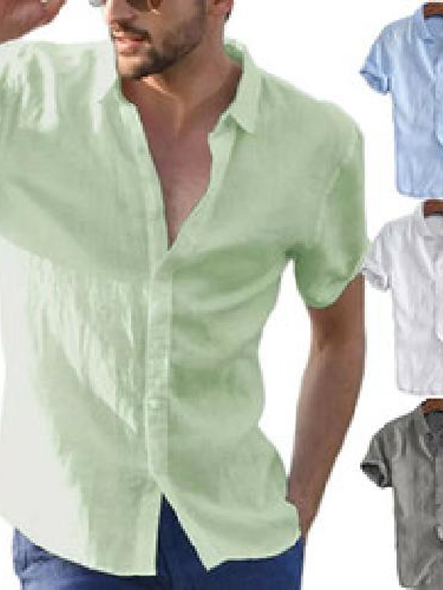 mode heren zomer casual overhemd heren korte mouwen tops blouse tee ...