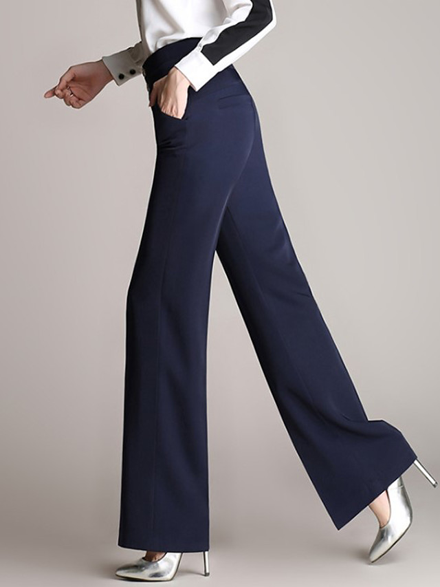 Women's Plus Size Work Straight Business Pants Solid Colored Wine Black ...