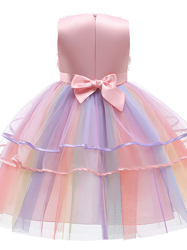 Niños Poco Chica Vestido Vestido de verano Floral Vestido de Tul Fiesta