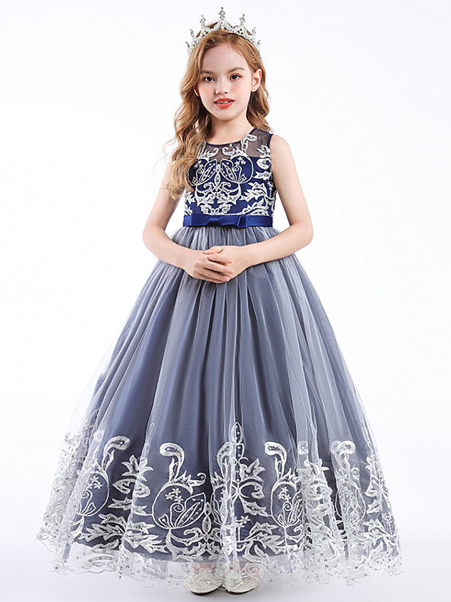 Kids Little Girls' Dress Floral Layered Dress Party Wedding Embroidered ...