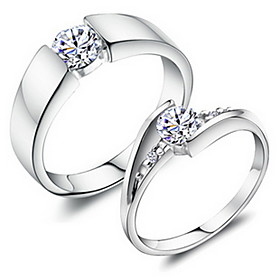 Couple Rings Solitaire Silver Copper Platinum Plated 18K Gold Ladies Fashion Blinging / Women's / Rhinestone / Alloy