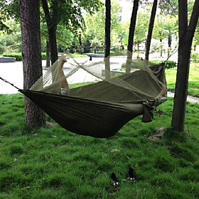 Camping Hammock with Mosquito Net Double Hammock Outdoor Portable Breathable Quick Dry Anti-Mosquito Ultra Light (UL) Parachute Nylon with Carabiners and Tree