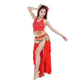 Belly Dance Skirt Draping Tier Women's Training Performance Natural Polyester