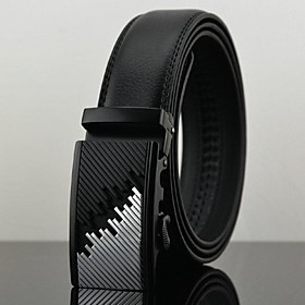 Category:Belt; Fabric:Leatherette; Style:Solid; Width:3.5; Length:110-130; Net Dimensions:30.030.05.0; Package Dimensions:35.030.06.0; Net Weight:0.24 Men's Automatic Buckle Business Leather Belt