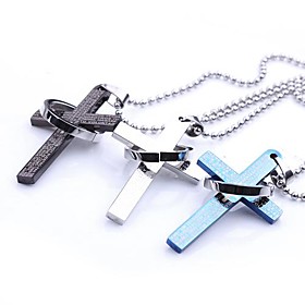 Men's Pendant Necklace Cross Dragon Ladies Stainless Steel Black Blue Silver Necklace Jewelry For Party Daily Casual Sports