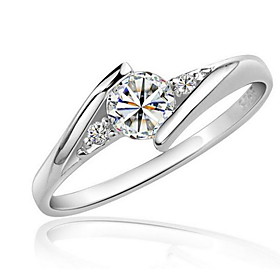 Ring Synthetic Diamond Solitaire Silver Zircon Cubic Zirconia Platinum Plated Love Statement Ladies Elegant 1pc 4 5 6 7 8 / Women's