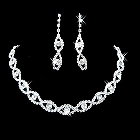 Women's Synthetic Diamond Drop Earrings Bridal Jewelry Sets Ladies Elegant Bridal everyday Rhinestone Silver Plated Earrings Jewelry Silver For Wedding Party E