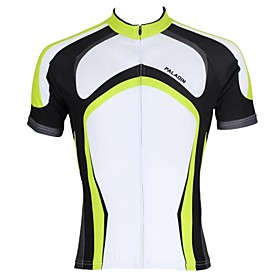 ILPALADINO Men's Short Sleeve Cycling Jersey Green Stripes Bike Jersey Top Mountain Bike MTB Road Bike Cycling Breathable Quick Dry Ultraviolet Resistant Sport