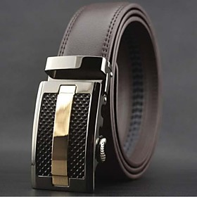 Category:Belt; Fabric:Leatherette; Style:Solid; Width:3.5; Length:110-130; Net Dimensions:30.030.05.0; Package Dimensions:35.030.06.0; Net Weight:0.24 Men's Automatic Buckle Business Leather Belt(More Colors)