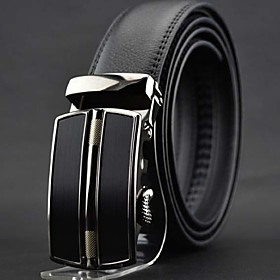 Category:Belt; Fabric:Leatherette; Style:Solid; Width:3.5; Length:110-130; Net Dimensions:30.030.05.0; Package Dimensions:35.030.06.0; Net Weight:0.24 Men's Automatic Buckle Business Leather Belt