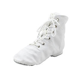 Women's Jazz Shoes Ballroom Shoes Boots Split Sole Flat Heel Black White Red Lace-up Kid's / EU43