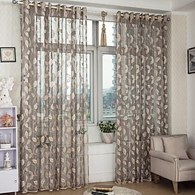 Custom Made Sheer Curtains Shades Two Panels  Golden / Brown / Jacquard / Bedroom