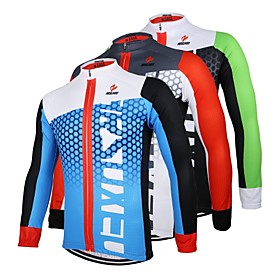 Arsuxeo Men's Long Sleeve Cycling Jersey Black / Green WhiteRed Bule / Black Bike Jersey Top Breathable Quick Dry Anatomic Design Sports 100% Polyester Mountai