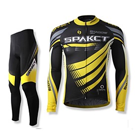 SPAKCT Men's Long Sleeve Cycling Jersey with Tights Winter Polyester Black Stripes Bike Clothing Suit Mountain Bike MTB Road Bike Cycling Quick Dry Breathable