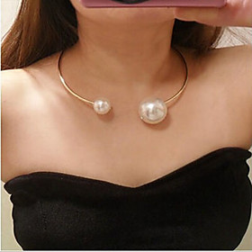 Women's Pearl Choker Necklace Statement Necklace Ladies Basic Fashion Bridal Pearl Alloy Silver Gold Necklace Jewelry For Party Wedding Birthday Gift Daily / P