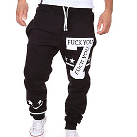 Men's Active Basic Casual Sports Weekend Active Relaxed Sweatpants Pants Letter Full Length Print White Black Gray