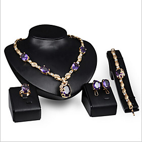 Women's Synthetic Amethyst Jewelry Set Ladies Rhinestone Earrings Jewelry Purple For Party Wedding Special Occasion Anniversary Birthday Gift / Rings / Daily /