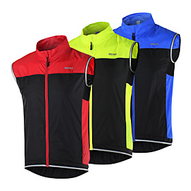 Arsuxeo Men's Cycling Vest Bike Vest / Gilet Jacket Windbreaker Windproof Breathable Quick Dry Sports Patchwork Black / Red / Black / Green / Black / Blue Moun