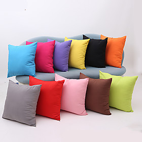 1 pcs Cotton Pillow Cover, Solid Colored Multicolor Simple Square Zipper Traditional Classic Outdoor Cushion for Sofa Couch Bed Chair Candy color