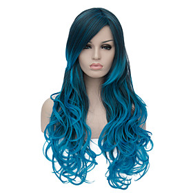 Synthetic Wig Wig Ombre Long Blue Synthetic Hair Women's Ombre