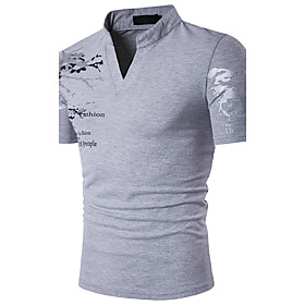 Men's Golf Shirt Tennis Shirt Graphic Print Short Sleeve Daily Slim Tops Cotton Active Stand Collar Gray White Black / Summer