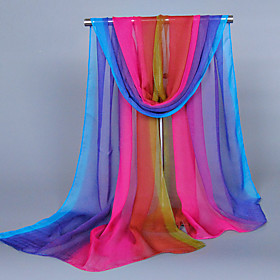 Women's Silk Rectangle Scarf - Rainbow Print / Cute