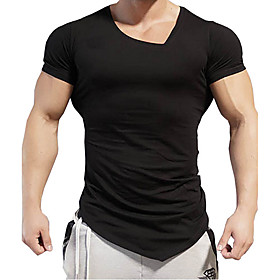 Men's T shirt Solid Colored Print Short Sleeve Daily Tops Cotton Basic White Black