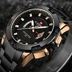 NAVIFORCE Men's Sport Watch Military Watch Wrist Watch Quartz Charm Water Resistant / Waterproof Stainless Steel Black / Silver Analog - Black / Gold NAVIFORCE Men's Sport Watch Military Watch Wrist Watch Quartz Charm Water Resistant / Waterproof Stainless Steel Black / Silver Analog - Black / Gold