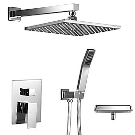Shower Set Set - Rainfall Contemporary / Art Deco / Retro / Modern Chrome Wall Mounted Ceramic Valve Bath Shower Mixer Taps