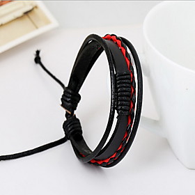 Men's Leather Bracelet Rope Natural Fashion Leather Bracelet Jewelry Red / White / Black For Special Occasion Gift Sports