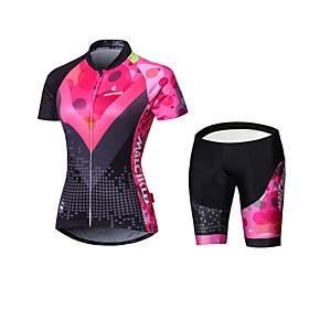Malciklo Women's Long Sleeve Cycling Jersey with Shorts Black Geometic British Bike Jersey Tights Padded Shorts / Chamois Sports Polyester Coolmax Elastane Ge