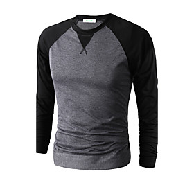 Men's T shirt Color Block Criss Cross Long Sleeve Daily Tops Cotton Punk  Gothic Black Wine Dark Gray