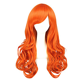 Synthetic Wig Cosplay Wig Curly Curly Wig Blonde Medium Length Orange Synthetic Hair Women's Blonde