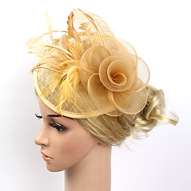 Feather / Net Fascinators / Flowers / Headwear with Floral 1pc Wedding / Special Occasion / Party / Evening Headpiece