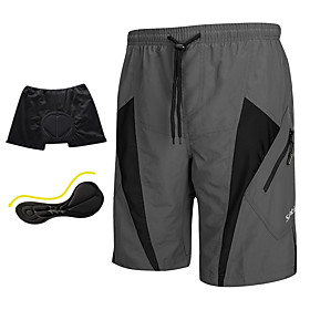 SANTIC Men's Cycling MTB Shorts - Grey Bike Shorts Padded Shorts / Chamois MTB Shorts, Breathable 3D Pad Quick Dry Polyester Spandex / Advanced Sewing Techniqu