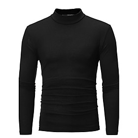 Men's T shirt Shirt Graphic Solid Colored Plus Size Long Sleeve Daily Slim Tops Cotton Basic Turtleneck White Blue Black / Fall