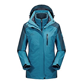 Women's Hiking Jacket Hiking 3-in-1 Jackets Winter Outdoor Windproof Rain Waterproof Breathable Wear Resistance 3-in-1 Jacket Winter Jacket Top Full Length Vis